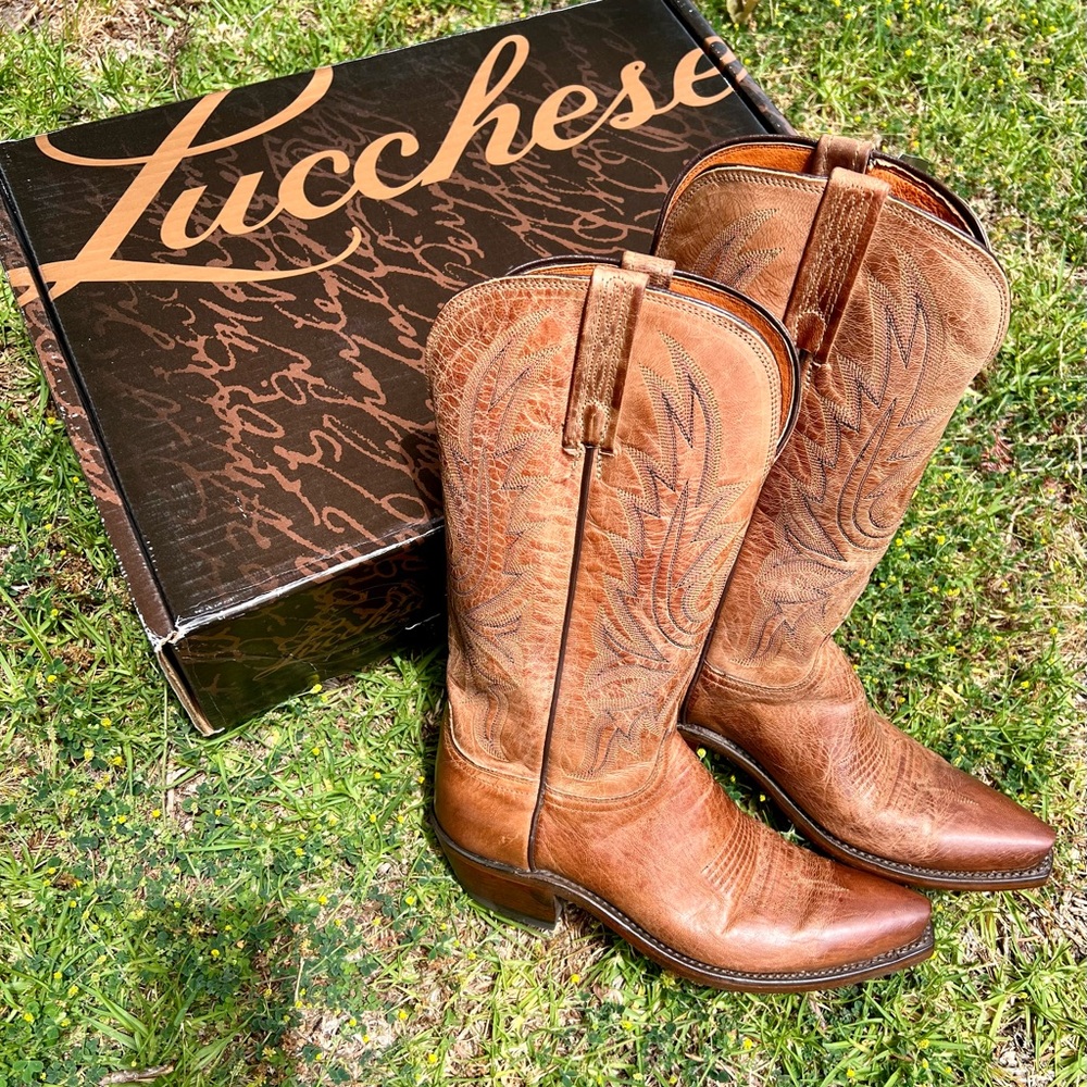 EUC, Lucchese cowgirl boots, handmade w/leather soles, size 7 1/2 C